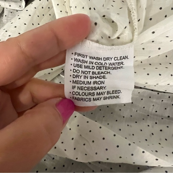 KILOL Midi tiered tunic dress, polka dot print, sheer,deep side slits,buttons XS - Picture 12 of 13